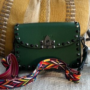 Mersi Green Crossbody Bag with Studs